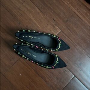 Hollie Christmas- Katy Perry Collections Black Flats with Multicolor Trim